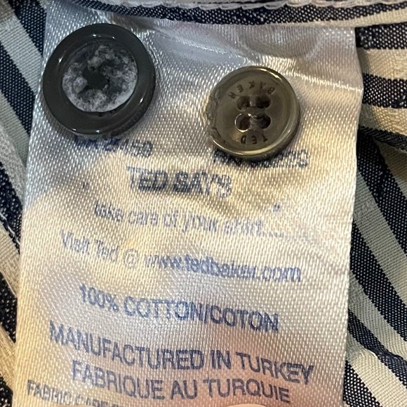 Men's Ted Baker London Grey/White Stripe Button Down Dress Shirt‎ Size 6 (2XL) - Picture 6 of 8